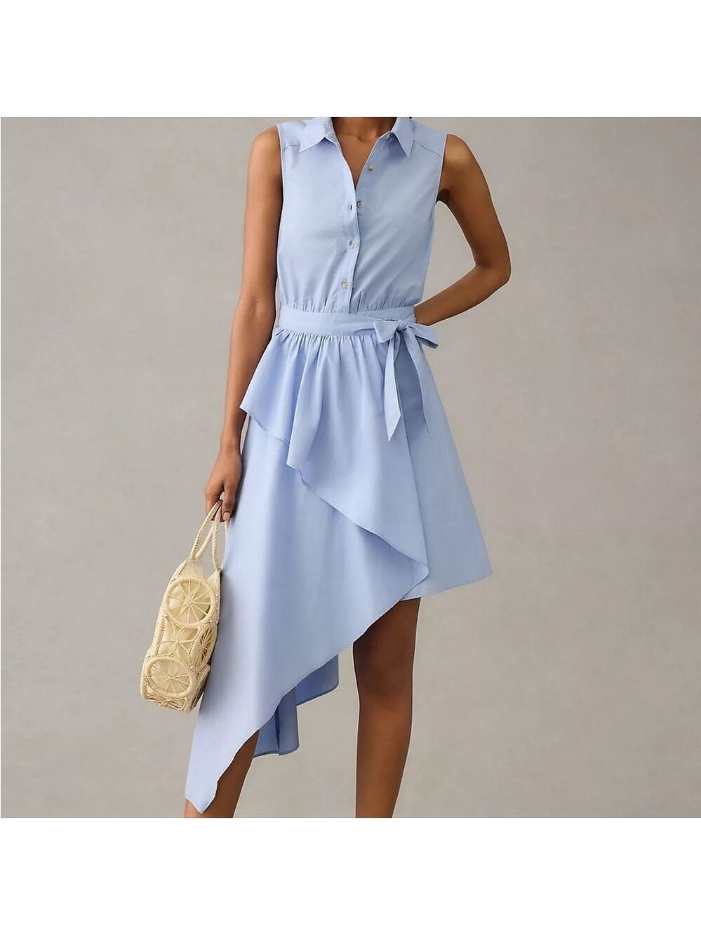 Anthropologie Asymmetrical Sky Blue Dress Size 10
